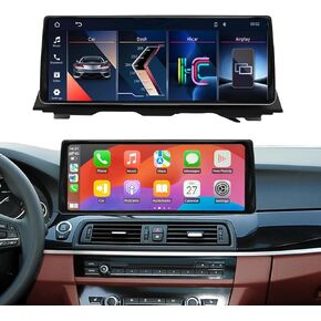 شاشة لمس ضيقة للغاية مقاس 12.3 بوصة لسيارة BMW 5 Series F10/F11 2013-2017 نظام NBT، 2400*900 CarPlay اللاسلكي/Android Auto Car Stereo Car Multimedia Radio استقبال يدعم بلوتوث GPS للملاحة، التوصيل والتشغيل in Kuwait