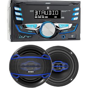 JENSEN MPR420 7-Character LCD Double DIN Car Stereo Radio & JS6504 High-Performance 6.5 inch Car Speakers Bundle in Kuwait