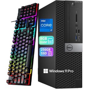 سطح المكتب Dell Optiplex 7050 SFF، Windows 11 Pro، ذاكرة الوصول العشوائي 8 جيجابايت، 256 جيجابايت SSD، Core i7-6700 3.4 جيجا هرتز 8 خيوط، USB WiFi+BT، لوحة مفاتيح، ماوس، بدون DVD (متجدد) in Kuwait