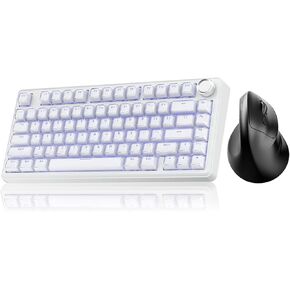 SOLAKAKA A75 وSM520، مجموعة لوحة مفاتيح وماوس لاسلكية للكمبيوتر الشخصي (A75 Crystal-White & SM520 Black) in Kuwait