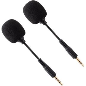 BESPORTBLE Bendable Mini Denoise Microphone 2pcs for Phone Tablet Laptop, Compact Black Condenser Mic Set for Live Streaming Video Recording Home Use in Kuwait