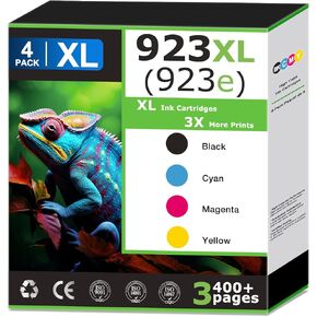 923e 923XL Ink Cartridges Replacement for HP 923e Ink Cartridges Combo Pack, Compatible with HP Printer OfficeJet Pro 8125e 8130e 9120e 9125e, 923 Black and 923 Colors, Updated with V19.8.1 (4 Pack) in Kuwait