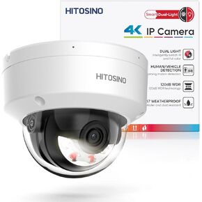 HITOSINO 5MP PoE Camera with 100ft Smart Color Night Vision, Human/Vehicle Detection, SD Card Slot (512G), Outdoor/Indoor Turret IP PoE Camera with Audio, 110° Wide Angle, 120dB WDR, Full Metal in Kuwait