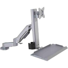 Monitor Arm Two-Arm Monitor Stand with Technical Keyboard, Swivel and Adjustable, Silver Tripod, Desktop Style Monitor Mount Arm in Kuwait