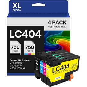 خراطيش حبر LC404 LC404XL بديلة متوافقة مع Brother LC 404 LC-404 للطابعة MFC-J1205W MFC-J1215W (4 عبوات، أسود سماوي أرجواني أصفر) in Kuwait