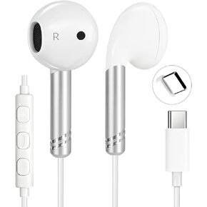 سماعات أذن سلكية USB C لهاتف iPhone 17 16 15 Pro Max iPad Samsung، سماعات داخل الأذن من النوع C مع ميكروفون باس ستيريو وسادات أذن سلكية للسفر المدرسي، التحكم في المكالمات/الصوت/المسار، كابل 4.2 قدم in Kuwait