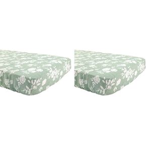 Bebe au Lait Classic Muslin Crib Sheet, 100% Cotton Muslin, Fits Standard Crib Mattress - Blue Leaves in Kuwait