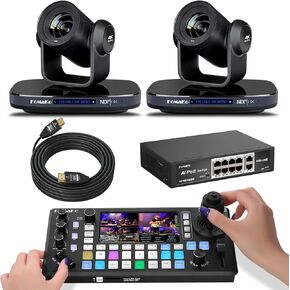FoMaKo 60FPS 4K NDI PTZ Camera, 20X Optical Zoom, Supports NDI 4K 60fps，Suitable for Church,Texas Hold'em Live Streaming and Live Production,Full Setup Bundle(K820NX2+KC800+FMKH107+P1000) in Kuwait