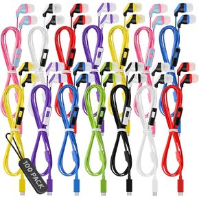 سماعات أذن JustJamz USB C، 100 حزمة - سماعات رأس سلكية داخل الأذن USBC مع ميكروفون، سماعات أذن من النوع C لأجهزة iPhone 15 وiPad ومعظم أجهزة USB-C، سماعات أذن سلكية كبيرة الحجم للفصل الدراسي in Kuwait