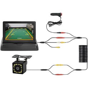 Sandfren Car Backup Camera, 12 LED HD 4.3'' Monitor Vehicle Rearview Mirror Camera, 150° Wide Angle Automotive Monitor System Night Vision Reverse Accessories, Universal for SUV, Sedan, Truck (Style2) in Kuwait