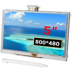 5 Inch HDMI Resistive Touch Screen TFT LCD Display, HD 800x480 LCD Display with HD Adapter, Touch Pen, Compatible with Raspberry Pi 5/4/3/2B/Zero, Banana Pi, Jetson Nano, Windows 11/10/8/7 in Kuwait
