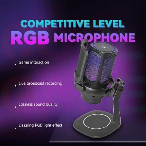 ميكروفون USB للألعاب من GOWENIC، ميكروفون RGB مكثف قلبي مع فلتر بوب لبث أجهزة الكمبيوتر الشخصية in Kuwait