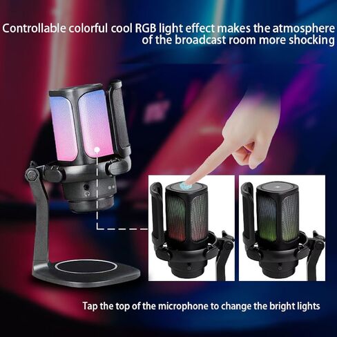 ميكروفون USB للألعاب من GOWENIC، ميكروفون RGB مكثف قلبي مع فلتر بوب لبث أجهزة الكمبيوتر الشخصية in Kuwait