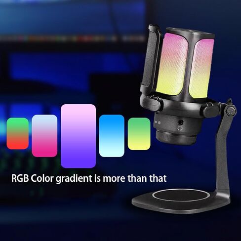 ميكروفون USB للألعاب من GOWENIC، ميكروفون RGB مكثف قلبي مع فلتر بوب لبث أجهزة الكمبيوتر الشخصية in Kuwait