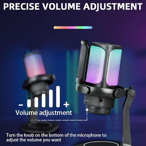 ميكروفون USB للألعاب من GOWENIC، ميكروفون RGB مكثف قلبي مع فلتر بوب لبث أجهزة الكمبيوتر الشخصية in Kuwait