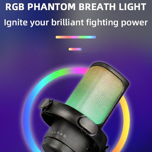 ميكروفون USB للألعاب من GOWENIC، ميكروفون RGB مكثف قلبي مع فلتر بوب لبث أجهزة الكمبيوتر الشخصية in Kuwait