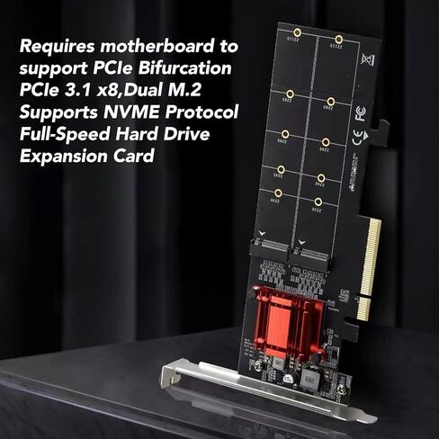 محول NVMe PCIe مزدوج، يدعم 2X M.2 NVMe SSDs مع مجموعة شرائح ASM1812، متوافق مع 2230 2242 2260 2280 22110 SSDs in Kuwait