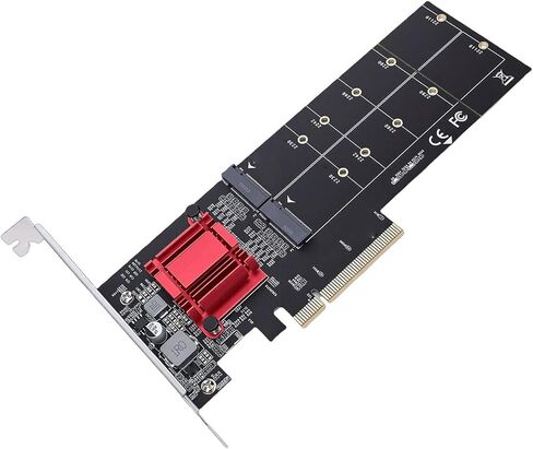 محول NVMe PCIe مزدوج، يدعم 2X M.2 NVMe SSDs مع مجموعة شرائح ASM1812، متوافق مع 2230 2242 2260 2280 22110 SSDs in Kuwait