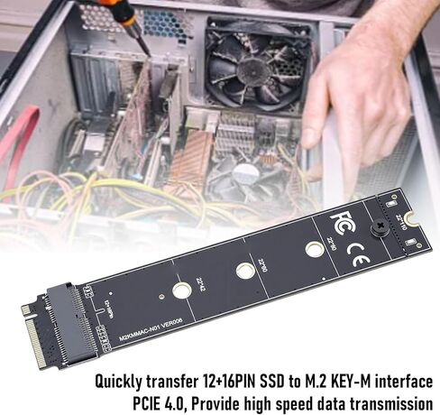 Ciciglow 12+16Pin SSD إلى M.2 Key - M NVME/PCIE x4 بطاقة محول لـ WINs10/11، لنظام Linux، لأجهزة الكمبيوتر المحمول OS X 2013-2017 in Kuwait