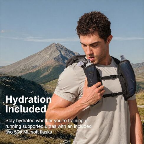 N NEVO RHINO 12L Trail Running Vest for Women Men, Lightweight Hydration Vest with 2 TPU 500ML Soft Flask, Hydration Backpack for Trail Marathon in Kuwait