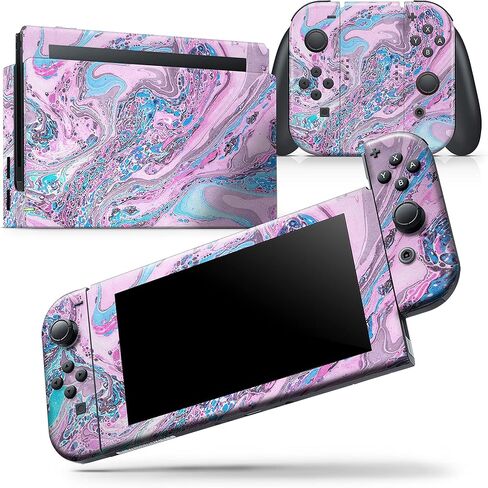 Design Skinz - متوافق مع حزمة وحدة تحكم Nintendo Switch OLED - غطاء حماية من الفينيل مقاوم للخدش وقابل للإزالة - مزيج زيت حلوى القطن V3 in Kuwait
