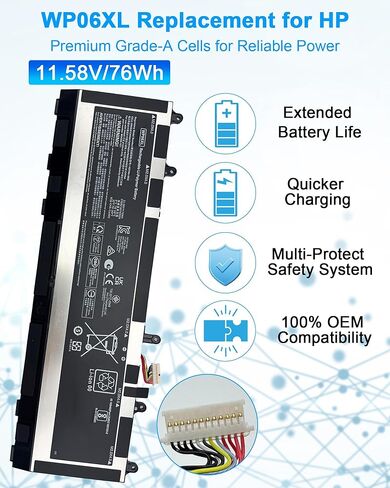 استبدال بطارية الكمبيوتر المحمول WP06XL لجهاز HP EliteBook 860 G9 G10 EliteBook 865 G9 G10 EliteBook 865 G11 / ZBook Firefly 16 G9 G10 Series HSTNN-IB9N M643805-171 in Kuwait