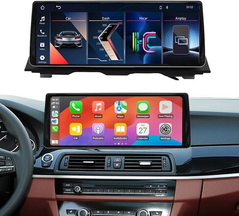 12.3" Ultra-Narrow Touchscreen for BMW 5 Series F10/F11 2013-2017 NBT System, 2400*900 Wireless CarPlay/Android Auto Car Stereo Multimedia Radio Receiver Support Bluetooth GPS Naviagation, Plug&Play in Kuwait