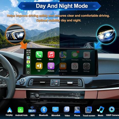 12.3" Ultra-Narrow Touchscreen for BMW 5 Series F10/F11 2013-2017 NBT System, 2400*900 Wireless CarPlay/Android Auto Car Stereo Multimedia Radio Receiver Support Bluetooth GPS Naviagation, Plug&Play in Kuwait