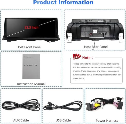 12.3" Ultra-Narrow Touchscreen for BMW 5 Series F10/F11 2013-2017 NBT System, 2400*900 Wireless CarPlay/Android Auto Car Stereo Multimedia Radio Receiver Support Bluetooth GPS Naviagation, Plug&Play in Kuwait