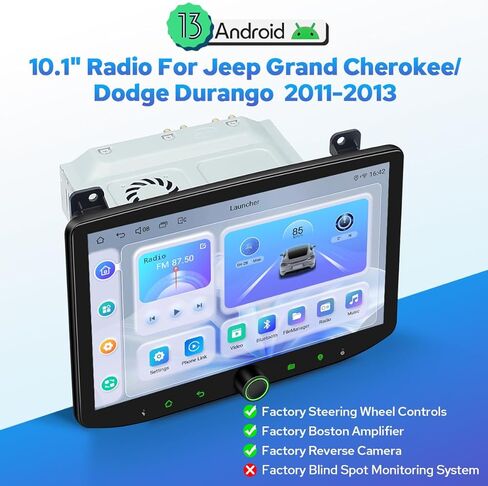 راديو سيارة Joying لسيارة Jeep Grand Cherokee/Dodge Durango 2011-2013، شاشة لمس IPS 10.1 بوصة 4+64 جيجابايت ستيريو سيارة 1280 × 800 مع CarPlay اللاسلكي وAndroid Auto، وصلة مرآة، مقبض مستوى الصوت (JY-GC602T4) in Kuwait