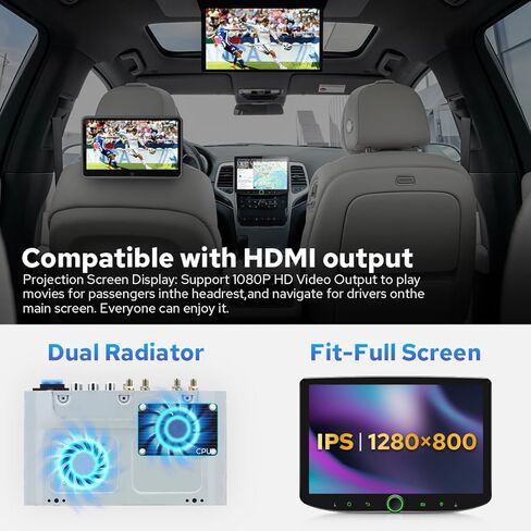 راديو سيارة Joying لسيارة Jeep Grand Cherokee/Dodge Durango 2011-2013، شاشة لمس IPS 10.1 بوصة 4+64 جيجابايت ستيريو سيارة 1280 × 800 مع CarPlay اللاسلكي وAndroid Auto، وصلة مرآة، مقبض مستوى الصوت (JY-GC602T4) in Kuwait