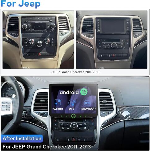 راديو سيارة Joying لسيارة Jeep Grand Cherokee/Dodge Durango 2011-2013، شاشة لمس IPS 10.1 بوصة 4+64 جيجابايت ستيريو سيارة 1280 × 800 مع CarPlay اللاسلكي وAndroid Auto، وصلة مرآة، مقبض مستوى الصوت (JY-GC602T4) in Kuwait