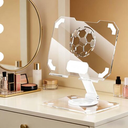 Acrylic Tablet Stand with 360° Rotation & Double Axis Adjustment, Foldable Portable Stand, Adjustable Angle Holder with Anti-Slip Base(White) in Kuwait