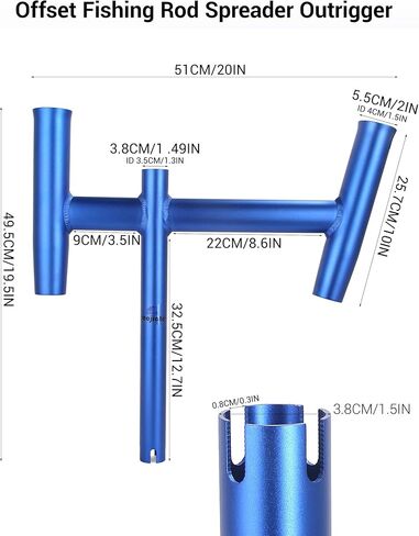 Trolling Rod Holder - Anodized Aluminum Dual Offset Fishing Rod Spreader, Marine-Grade Fishing Rod Spreader for Offshore Boats, Outriggers in Kuwait