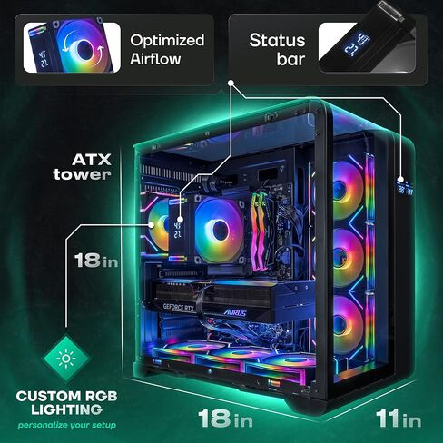 كمبيوتر سطح المكتب Phantom Gaming PC، Intel Core Ultra 7 265K، GeForce RTX 5050، 32GB DDR5، 4TB SSD، Tower Fan Black، Windows 11 Home، إضاءة RGB، WiFi، جاهز للاستخدام in Kuwait