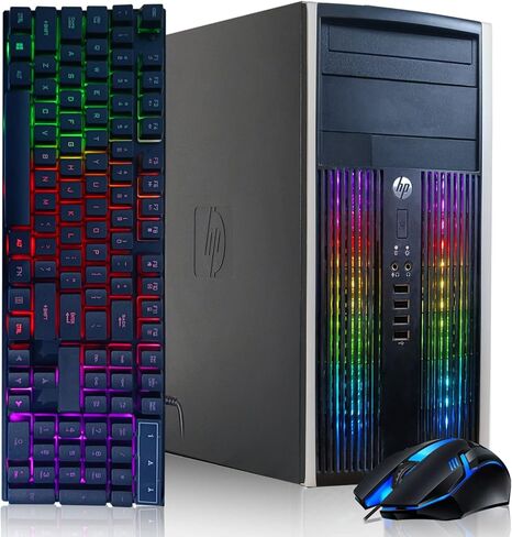 HP RGB Gaming Desktop PC, Intel Quad I7 up to 3.8Ghz,GeForce GTX 1660 Super 6G GDDR6, 16G, 1TB SSD, WiFi, BT 5.0, RGB Keyboard & Mouse, W10P64 (Renewed) in Kuwait