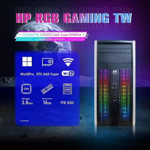 HP RGB Gaming Desktop PC, Intel Quad I7 up to 3.8Ghz,GeForce GTX 1660 Super 6G GDDR6, 16G, 1TB SSD, WiFi, BT 5.0, RGB Keyboard & Mouse, W10P64 (Renewed) in Kuwait
