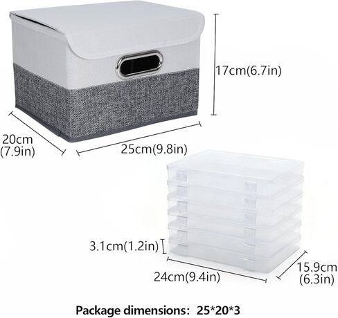 Greeting Card Organizer Box with 6 Dividers, 9.8"x7.9"x6.7" Greeting Card Storage Box for Holiday Birthday Cards, Photos, Crafts - Includes Stickers & Pen (Gray/White) in Kuwait