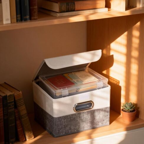 Greeting Card Organizer Box with 6 Dividers, 9.8"x7.9"x6.7" Greeting Card Storage Box for Holiday Birthday Cards, Photos, Crafts - Includes Stickers & Pen (Gray/White) in Kuwait