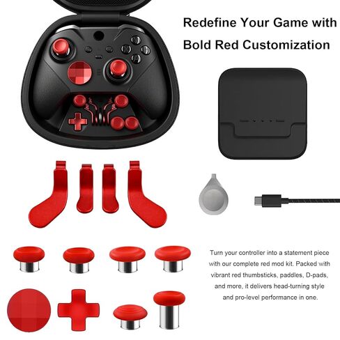 وحدة تحكم KanKanGou غير رسمية مخصصة Elite Series 2 متوافقة مع وحدة تحكم Xbox Elite Series 2 - أسود وأحمر، وحدة تحكم ألعاب متوافقة مع Xbox Series S/X، Xbox One، مع حقيبة ملحقات [لعبة فيديو] in Kuwait