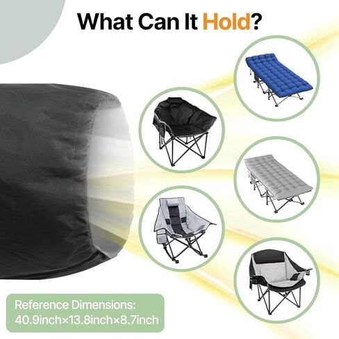 Slendor Folding Camping Chair Storage Bag, 43 x 9 x 9 Inch Folding Chair Cover for Yoga Mat, Hammock, Beach Chair, Umbrella, Tent w/Side Pockets, Large Size, 600D Oxford Polyester Fabric in Kuwait