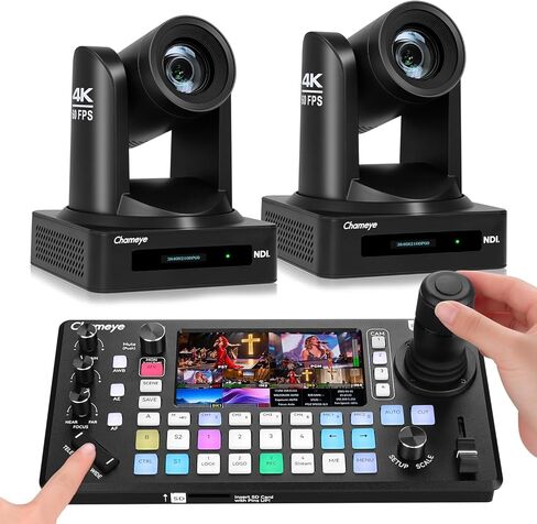 Chameye C520 4K 60FPS NDI PTZ Camera, Support NDI HX3 4K60FPS Output, M500 HDMI Video Switch with Integrated PTZ Controller for Online Training, University Live Streaming, C520X2+M500 in Kuwait