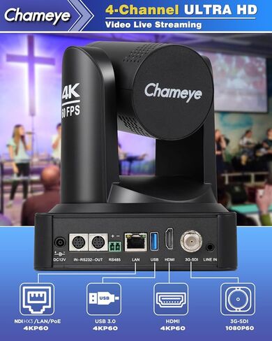 Chameye C520 4K 60FPS NDI PTZ Camera, Support NDI HX3 4K60FPS Output, M500 HDMI Video Switch with Integrated PTZ Controller for Online Training, University Live Streaming, C520X2+M500 in Kuwait