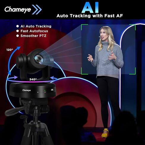 كاميرا Chameeye CH420 PTZ تكبير بصري 4K 20X، تتبع تلقائي بالذكاء الاصطناعي، مفتاح فيديو M500 HDMI مع وحدة تحكم PTZ مدمجة للتدريب عبر الإنترنت، البث المباشر للجامعة، CH420X2+M500 in Kuwait