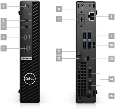 سطح المكتب طراز Optiplex 7080 Micro Tower من Dell | كور i5-10500T - محرك الأقراص الصلبة SSD سعة 256 جيجابايت - ذاكرة الوصول العشوائي 8 جيجابايت | 6 نوى بسرعة 3.8 جيجا هرتز، ويندوز 10 برو أسود in Kuwait