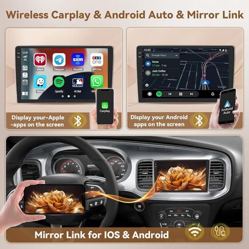 [4+64G]Android 15 Car Stereo for Dodge Charger 2011 2012 2013 2014, Hikity 9'' In-Cell Touchscreen Charger Radio Wireless Carplay Android Auto 5G WiFi/Bluetooth/Mirror Link GPS SWC FM/RDS/EQ BackupCam in Kuwait