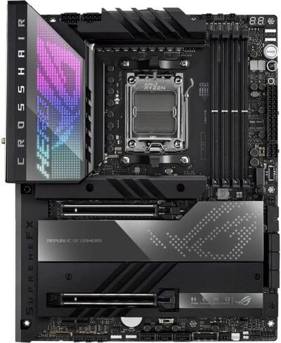 اللوحة الأم ASUS ROG Crosshair X670E Hero (WiFi 6E) مقبس AM5 (LGA 1718) Ryzen 7000 للألعاب (18+2 مرحلة طاقة، PCIe® 5.0، فتحات DDR5،5xM.2، اللوحة الأمامية USB 3.2 Gen 2x2، USB4®، Wi-Fi 6E) (متجدد) in Kuwait