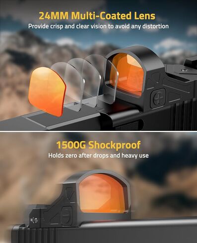 CVLIFE WolfCloak Motion Awake Red Dot Sight لبصمة RMR، 2 MOA Reflex Sight مع 0.33 بوصة ملف تعريف منخفض للغاية للمسدسات كاملة الحجم، 1500G بصري مقاوم للصدمات، محول لـ Glock MOS و21 مم Picatinny in Kuwait
