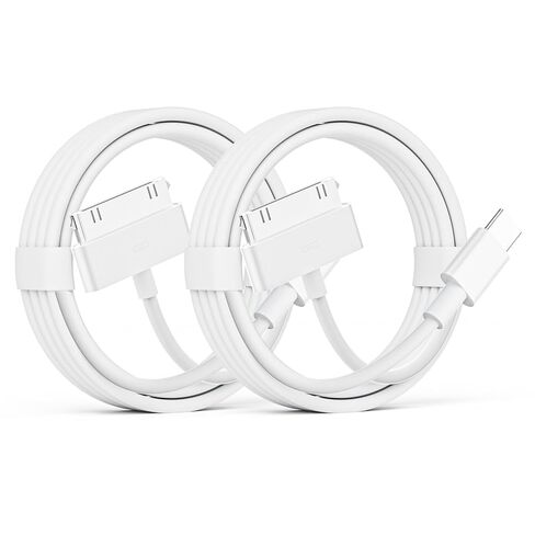 كابل USB C إلى 30 دبوس لهاتف iPhone 4، عبوتان - معتمد من Apple MFi - سلك شحن ومزامنة بيانات بطول 3.3 قدم USB من النوع C إلى 30 دبوس متوافق مع iPhone 4/4S/3GS، iPad 1/2/3، iPod Classic/Nano/Touch (أبيض) in Kuwait