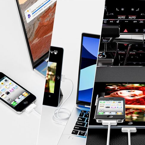 كابل USB C إلى 30 دبوس لهاتف iPhone 4، عبوتان - معتمد من Apple MFi - سلك شحن ومزامنة بيانات بطول 3.3 قدم USB من النوع C إلى 30 دبوس متوافق مع iPhone 4/4S/3GS، iPad 1/2/3، iPod Classic/Nano/Touch (أبيض) in Kuwait
